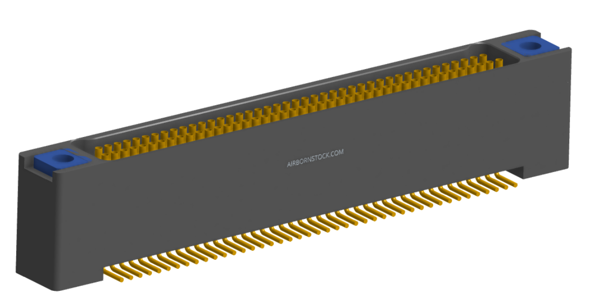 NK-2B2-085-228-TH00 - Nano-miniature D-shaped vertical surface board mount (SMT) connector with mounting holes, 2 rows with 85 contacts, and threaded holes for attachment hardware. (Receptacle)