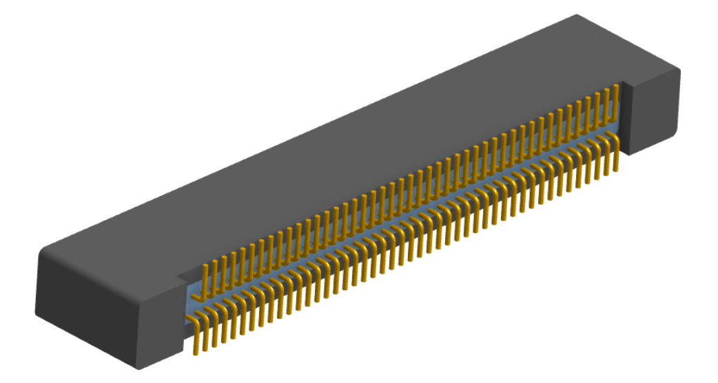 NK-2B2-091-225-0000 - Nano-miniature D-shaped vertical surface board mount (SMT) connector with mounting holes, 2 rows with 91 contacts, and no hardware. (Receptacle)