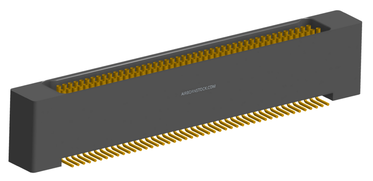 NK-2B2-091-225-0000 - Nano-miniature D-shaped vertical surface board mount (SMT) connector with mounting holes, 2 rows with 91 contacts, and no hardware. (Receptacle)