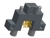 NK-2C5-009-125-JC00 - Nano-miniature D-shape horiztonal surface board mount connector with mounting ears & holes, 2 rows with 9 contacts, and no hardware. (Plug)