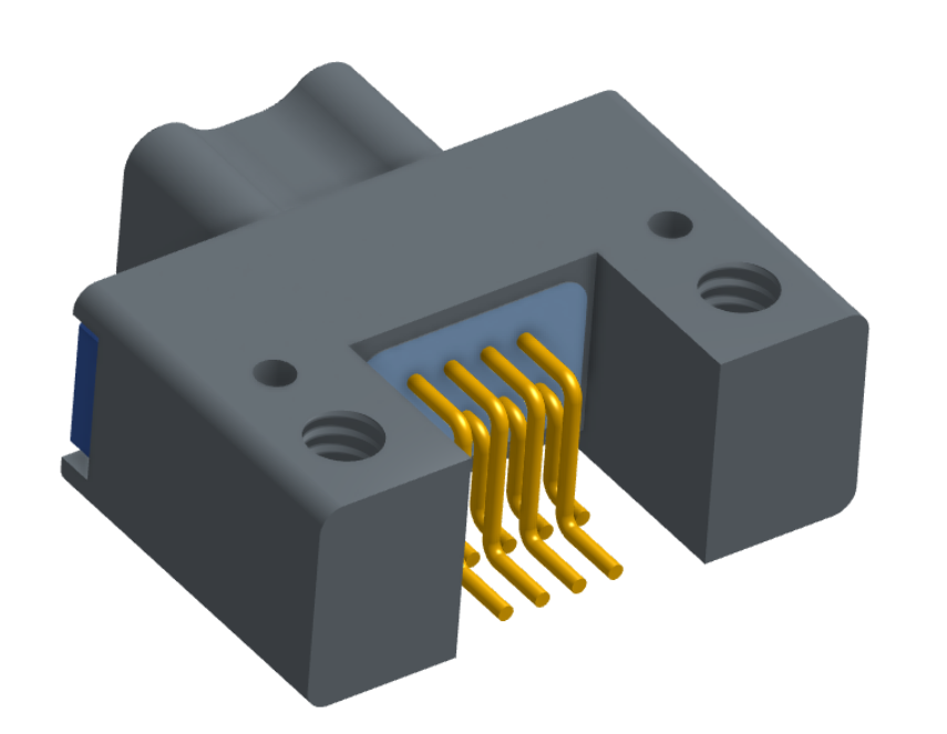 NK-2C5-009-128-TH00 - Nano-miniature D-shaped horizontal surface board mount (SMT) connector with mounting holes, 2 rows with 9 contacts, and threaded holes for attachment hardware. (Plug)