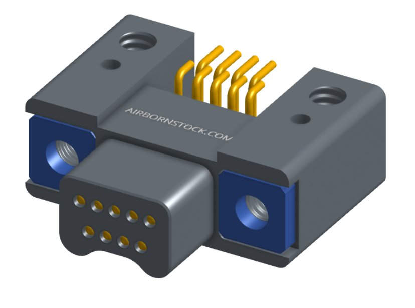 NK-2C5-009-128-TH00 - Nano-miniature D-shaped horizontal surface board mount (SMT) connector with mounting holes, 2 rows with 9 contacts, and threaded holes for attachment hardware. (Plug)