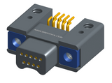 NK-2C5-009-128-TH00 - Nano-miniature D-shaped horizontal surface board mount (SMT) connector with mounting holes, 2 rows with 9 contacts, and threaded holes for attachment hardware. (Plug)