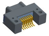 NK-2C4-015-128-TH00 - Nano-miniature D-shaped horizontal surface board mount (SMT) connector with mounting holes, 2 rows with 15 contacts, and threaded holes for attachment hardware. (Plug)