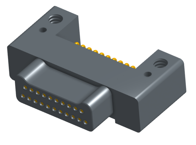 NK-2C4-021-125-0000 - Nano-miniature D-shaped horizontal surface board mount (SMT) connector with mounting holes, 2 rows with 21 contacts, and no hardware. (Plug)