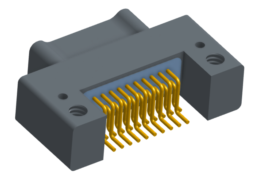 NK-2C4-021-125-0000 - Nano-miniature D-shaped horizontal surface board mount (SMT) connector with mounting holes, 2 rows with 21 contacts, and no hardware. (Plug)