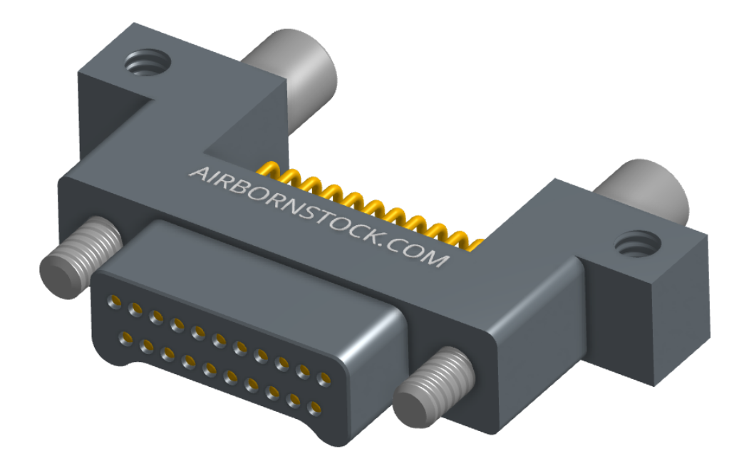 NK-2C5-021-128-JC00 - Nano-miniature D-shape horiztonal surface board mount connector with mounting ears & holes, 2 rows with 21 contacts, and no hardware. (Plug)
