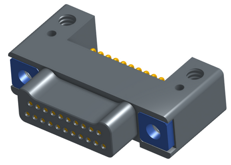 NK-2C2-021-125-TH00 - Nano-miniature D-shaped horizontal surface board mount (SMT) connector with mounting holes, 2 rows with 21 contacts, and threaded holes for attachment hardware. (Plug)