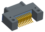 NK-2C4-021-128-TH00 - Nano-miniature D-shaped horizontal surface board mount (SMT) connector with mounting holes, 2 rows with 21 contacts, and threaded holes for attachment hardware. (Plug)