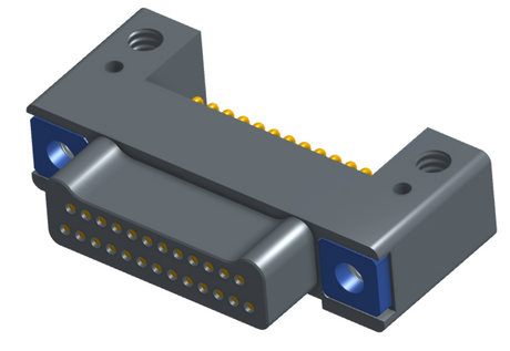 NK-2C2-025-125-TH00 - Nano-miniature D-shaped horizontal surface board mount (SMT) connector with mounting holes, 2 rows with 25 contacts, and threaded holes for attachment hardware. (Plug)