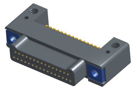 NK-2C2-031-125-TH00 - Nano-miniature D-shaped horizontal surface board mount (SMT) connector with mounting holes, 2 rows with 31 contacts, and threaded holes for attachment hardware. (Plug)