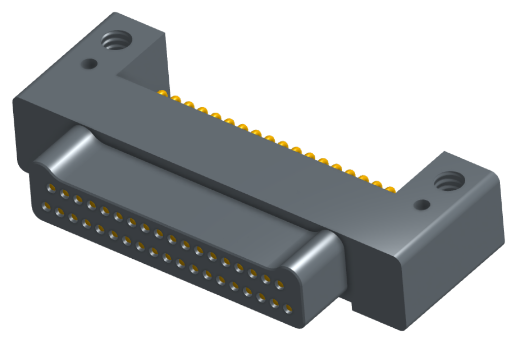 NK-2C4-037-128-0000 - Nano-miniature D-shaped horizontal surface board mount (SMT) connector with mounting holes, 2 rows with 37 contacts, and no hardware. (Plug)