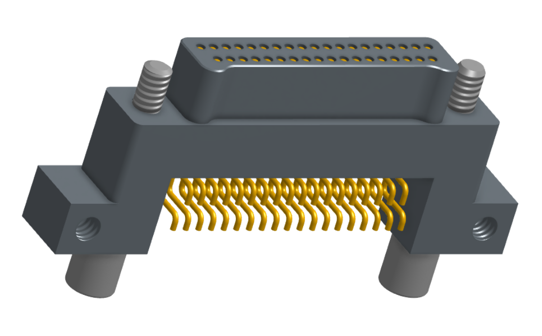 NK-2C5-037-128-JC00 - Nano-miniature D-shape horiztonal surface board mount connector with mounting ears & holes, 2 rows with 37 contacts, and no hardware. (Plug)