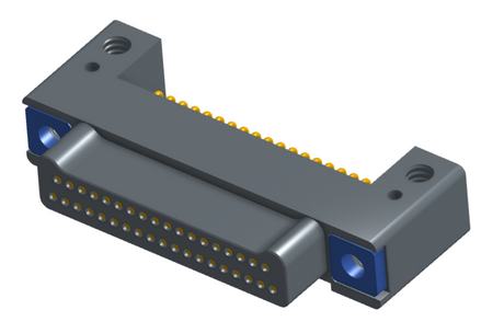 NK-2C2-037-125-TH00 - Nano-miniature D-shaped horizontal surface board mount (SMT) connector with mounting holes, 2 rows with 37 contacts, and threaded holes for attachment hardware. (Plug)