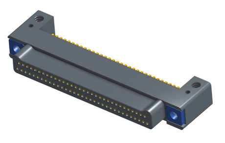 NK-2C2-065-125-TH00 - Nano-miniature D-shaped horizontal surface board mount (SMT) connector with mounting holes, 2 rows with 65 contacts, and threaded holes for attachment hardware. (Plug)