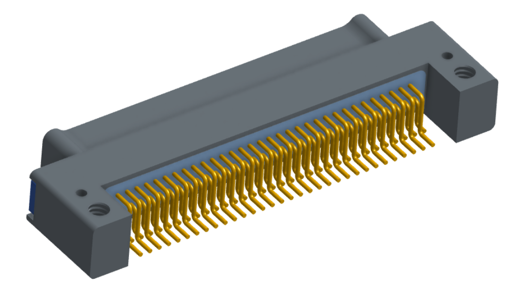 NK-2C4-065-128-TH00 - Nano-miniature D-shaped horizontal surface board mount (SMT) connector with mounting holes, 2 rows with 65 contacts, and threaded holes for attachment hardware. (Plug)