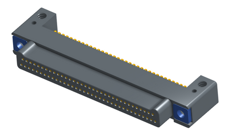 NK-2C2-069-125-TH00 - Nano-miniature D-shaped horizontal surface board mount (SMT) connector with mounting holes, 2 rows with 69 contacts, and threaded holes for attachment hardware. (Plug)