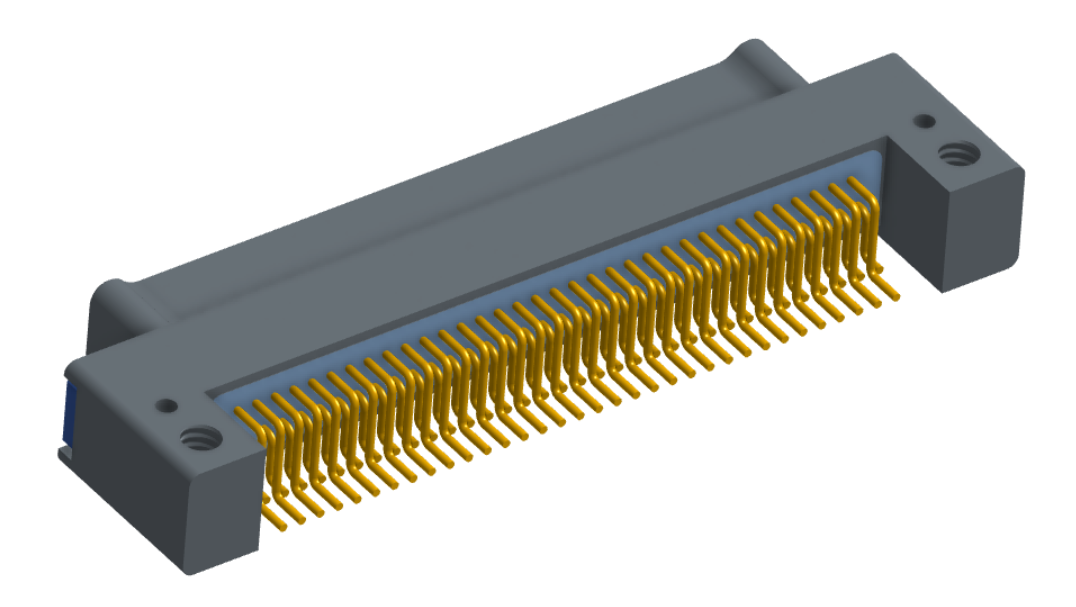 NK-2C5-069-125-TH00 - Nano-miniature D-shaped horizontal surface board mount (SMT) connector with mounting holes, 2 rows with 69 contacts, and threaded holes for attachment hardware. (Plug)
