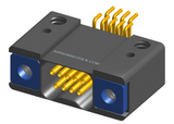 NK-2D4-009-228-TH00 - Nano-miniature D-shaped horizontal surface board mount (SMT) connector with mounting holes, 2 rows with 9 contacts, and threaded holes for attachment hardware. (Receptacle)
