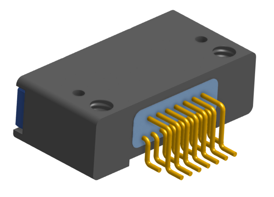 NK-2D4-015-228-TH00 - Nano-miniature D-shaped horizontal surface board mount (SMT) connector with mounting holes, 2 rows with 15 contacts, and threaded holes for attachment hardware. (Receptacle)