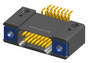 NK-2D4-015-228-TH00 - Nano-miniature D-shaped horizontal surface board mount (SMT) connector with mounting holes, 2 rows with 15 contacts, and threaded holes for attachment hardware. (Receptacle)