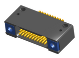 NK-2D4-021-228-TH00 - Nano-miniature D-shaped horizontal surface board mount (SMT) connector with mounting holes, 2 rows with 21 contacts, and threaded holes for attachment hardware. (Receptacle)