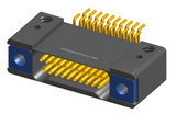 NK-2D4-021-228-TH00 - Nano-miniature D-shaped horizontal surface board mount (SMT) connector with mounting holes, 2 rows with 21 contacts, and threaded holes for attachment hardware. (Receptacle)