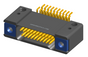 NK-2D4-021-228-TH00 - Nano-miniature D-shaped horizontal surface board mount (SMT) connector with mounting holes, 2 rows with 21 contacts, and threaded holes for attachment hardware. (Receptacle)