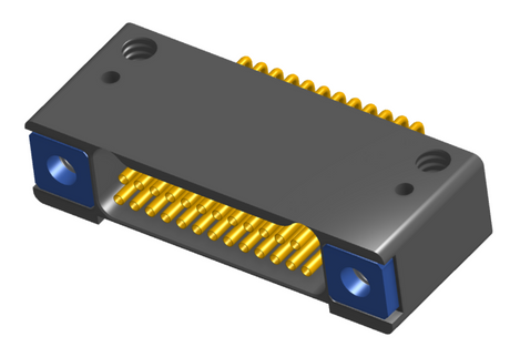 NK-2D2-025-225-TH00 - Nano-miniature D-shaped horizontal surface board mount (SMT) connector with mounting holes, 2 rows with 25 contacts, and threaded holes for attachment hardware. (Receptacle)