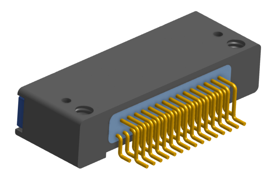 NK-2D3-031-228-TH00 - Nano-miniature D-shaped horizontal surface board mount (SMT) connector with mounting holes, 2 rows with 31 contacts, and threaded holes for attachment hardware. (Receptacle)