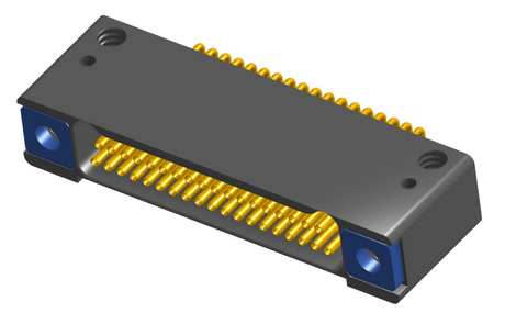 NK-2D2-037-225-TH00 - Nano-miniature D-shaped horizontal surface board mount (SMT) connector with mounting holes, 2 rows with 37 contacts, and threaded holes for attachment hardware. (Receptacle)