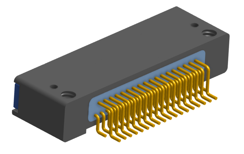 NK-2D2-037-225-TH00 - Nano-miniature D-shaped horizontal surface board mount (SMT) connector with mounting holes, 2 rows with 37 contacts, and threaded holes for attachment hardware. (Receptacle)