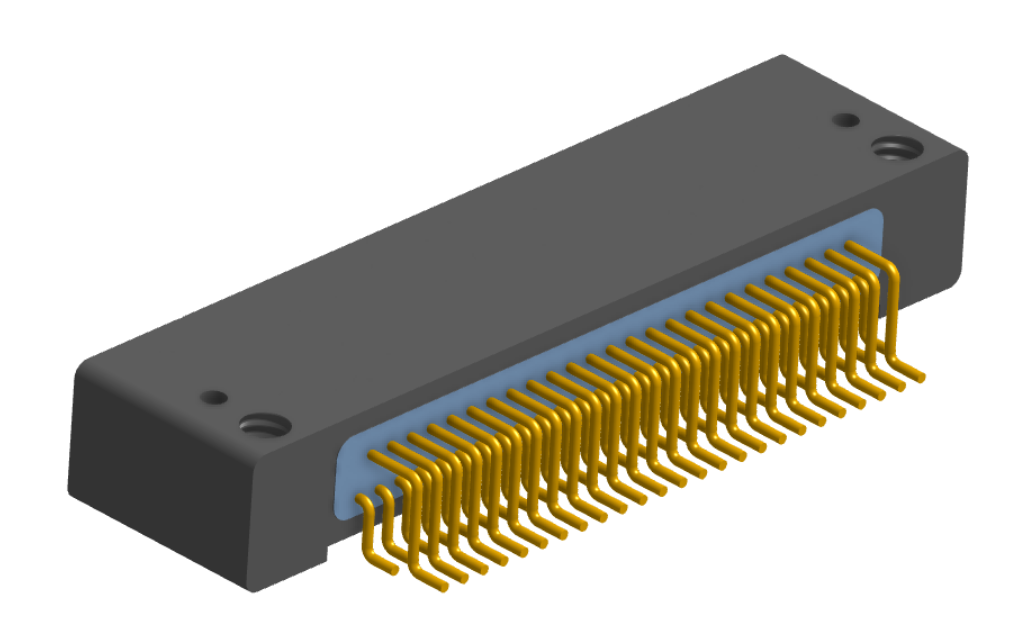 NK-2D2-051-225-0000 - Nano-miniature D-shaped horizontal surface board mount (SMT) connector with mounting holes, 2 rows with 51 contacts, and no hardware. (Receptacle)