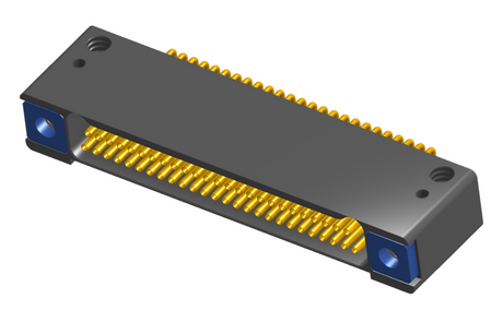 NK-2D2-051-225-TH00 - Nano-miniature D-shaped horizontal surface board mount (SMT) connector with mounting holes, 2 rows with 51 contacts, and threaded holes for attachment hardware. (Receptacle)