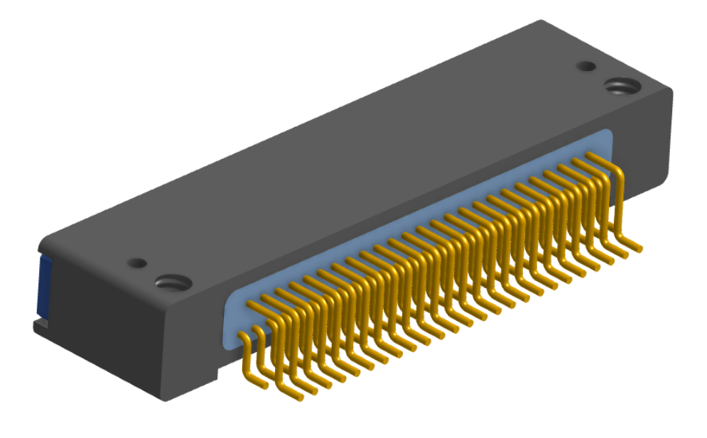 NK-2D4-051-228-TH00 - Nano-miniature D-shaped horizontal surface board mount (SMT) connector with mounting holes, 2 rows with 51 contacts, and threaded holes for attachment hardware. (Receptacle)