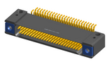 NK-2D4-051-228-TH00 - Nano-miniature D-shaped horizontal surface board mount (SMT) connector with mounting holes, 2 rows with 51 contacts, and threaded holes for attachment hardware. (Receptacle)