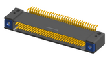 NK-2D2-065-228-TH00 - Nano-miniature D-shaped horizontal surface board mount (SMT) connector with mounting holes, 2 rows with 65 contacts, and threaded holes for attachment hardware. (Receptacle)