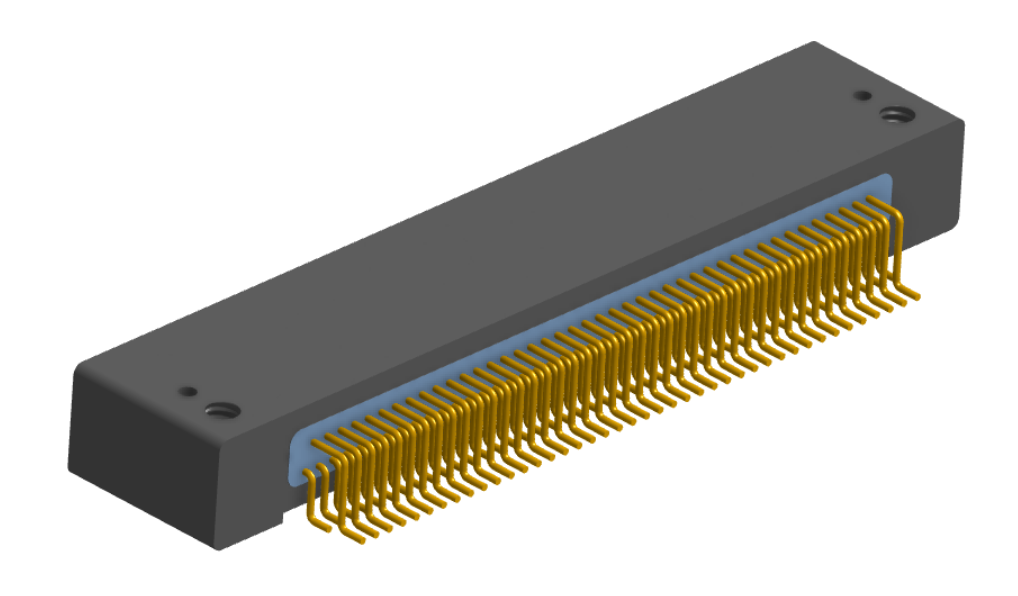 NK-2D2-085-228-0000 - Nano-miniature D-shaped horizontal surface board mount (SMT) connector with mounting holes, 2 rows with 85 contacts, and no hardware. (Receptacle)