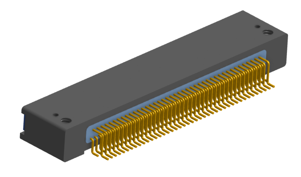NK-2D2-085-225-TH00 - Nano-miniature D-shaped horizontal surface board mount (SMT) connector with mounting holes, 2 rows with 85 contacts, and threaded holes for attachment hardware. (Receptacle)