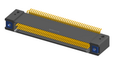 NK-2D2-085-225-TH00 - Nano-miniature D-shaped horizontal surface board mount (SMT) connector with mounting holes, 2 rows with 85 contacts, and threaded holes for attachment hardware. (Receptacle)