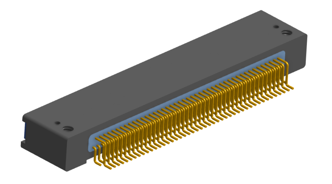 NK-2D3-091-228-TH00 - Nano-miniature D-shaped horizontal surface board mount (SMT) connector with mounting holes, 2 rows with 91 contacts, and threaded holes for attachment hardware. (Receptacle)