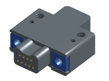 NK-2E2-009-325-TH00 - Nano-miniature D-shaped right angle plated through hole (PTH) board mount connector with mounting holes, 2 rows with 9 contacts, and no hardware. (Plug)