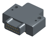 NK-2E2-015-335-0000 - Nano-miniature D-shaped right angle plated through hole (PTH) board mount connector with mounting holes, 2 rows with 15 contacts, and no hardware. (Plug)