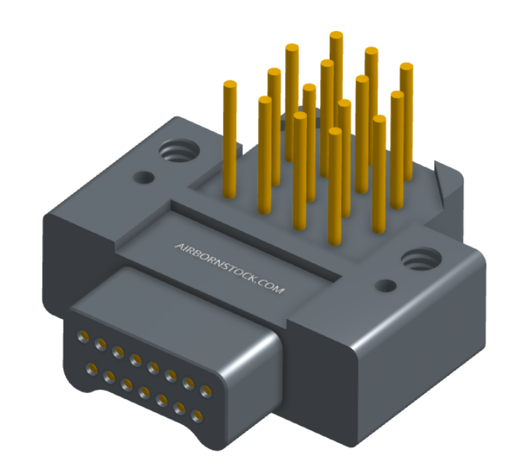 NK-2E2-015-335-0000 - Nano-miniature D-shaped right angle plated through hole (PTH) board mount connector with mounting holes, 2 rows with 15 contacts, and no hardware. (Plug)