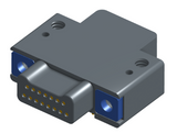 NK-2E2-015-325-TH00 - Nano-miniature D-shaped right angle plated through hole (PTH) board mount connector with mounting holes, 2 rows with 15 contacts, and no hardware. (Plug)