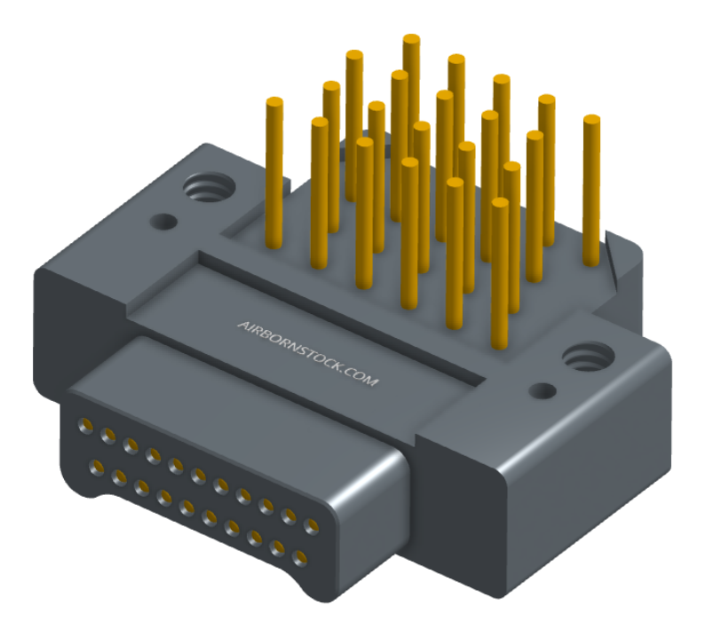 NK-2E2-021-338-0000 - Nano-miniature D-shaped right angle plated through hole (PTH) board mount connector with mounting holes, 2 rows with 21 contacts, and no hardware. (Plug)