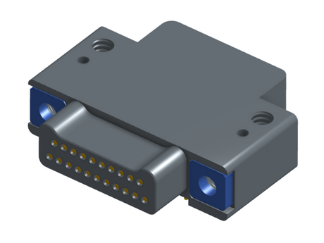 NK-2E2-021-325-TH00 - Nano-miniature D-shaped right angle plated through hole (PTH) board mount connector with mounting holes, 2 rows with 21 contacts, and no hardware. (Plug)