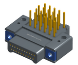 NK-2E2-021-325-TH00 - Nano-miniature D-shaped right angle plated through hole (PTH) board mount connector with mounting holes, 2 rows with 21 contacts, and no hardware. (Plug)