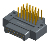 NK-2E2-025-335-0000 - Nano-miniature D-shaped right angle plated through hole (PTH) board mount connector with mounting holes, 2 rows with 25 contacts, and no hardware. (Plug)