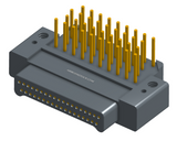 NK-2E2-037-335-0000 - Nano-miniature D-shaped right angle plated through hole (PTH) board mount connector with mounting holes, 2 rows with 37 contacts, and no hardware. (Plug)